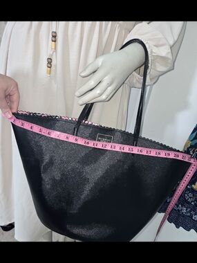 Victoria's Secret Black Scalloped Trim Tote